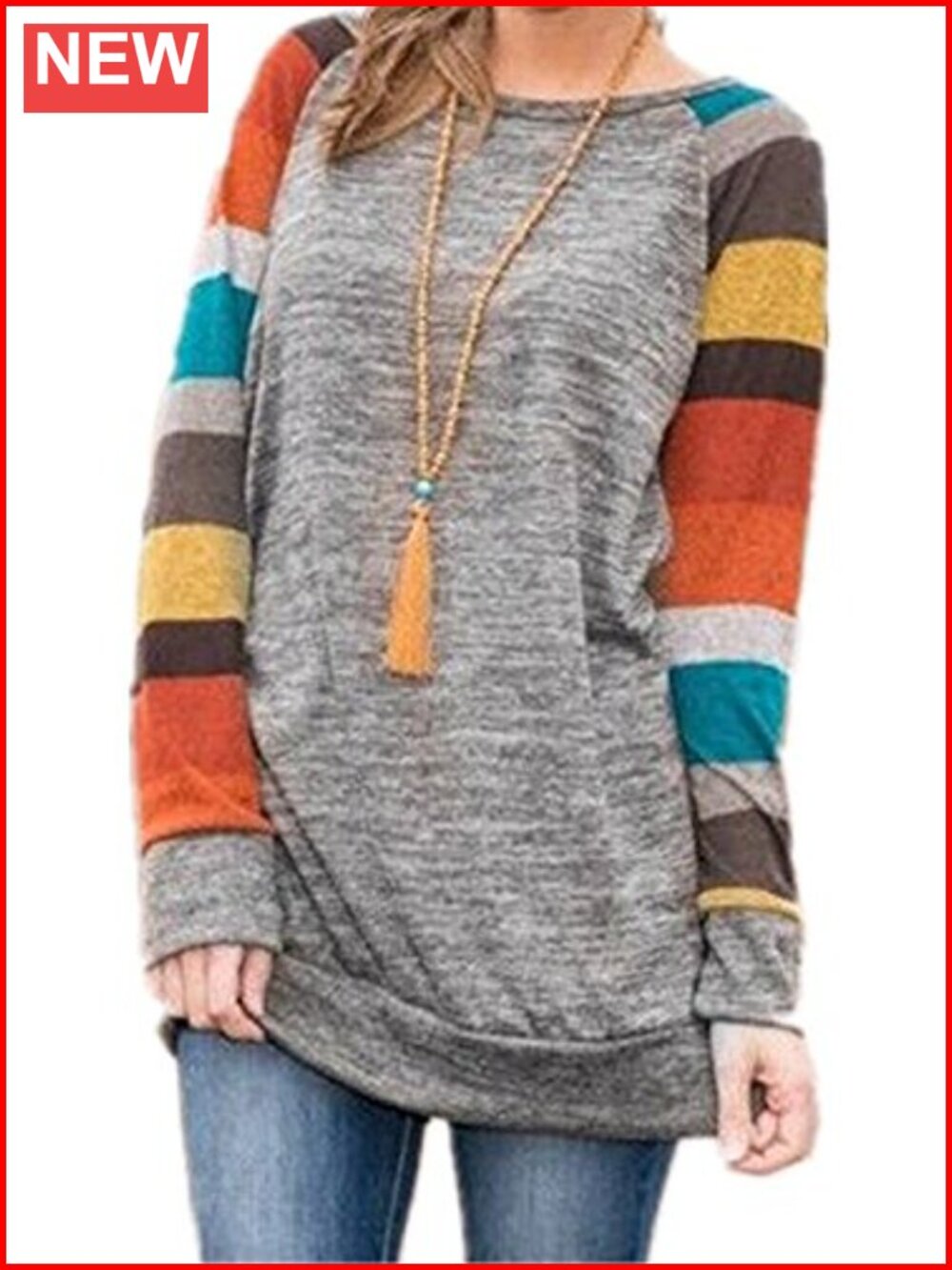 HARHAY Women's Cotton Knitted Long Sleeve Lightweight Tunic Sweatshirt Top